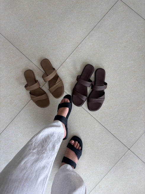 Summer Double Straps Slid-On Sandals